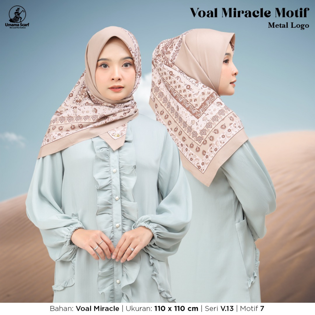 Jilbab Pilih Motif Warna Voal Miracle Motif Metal Logo Umama scarf 110x110cm Miracle umama