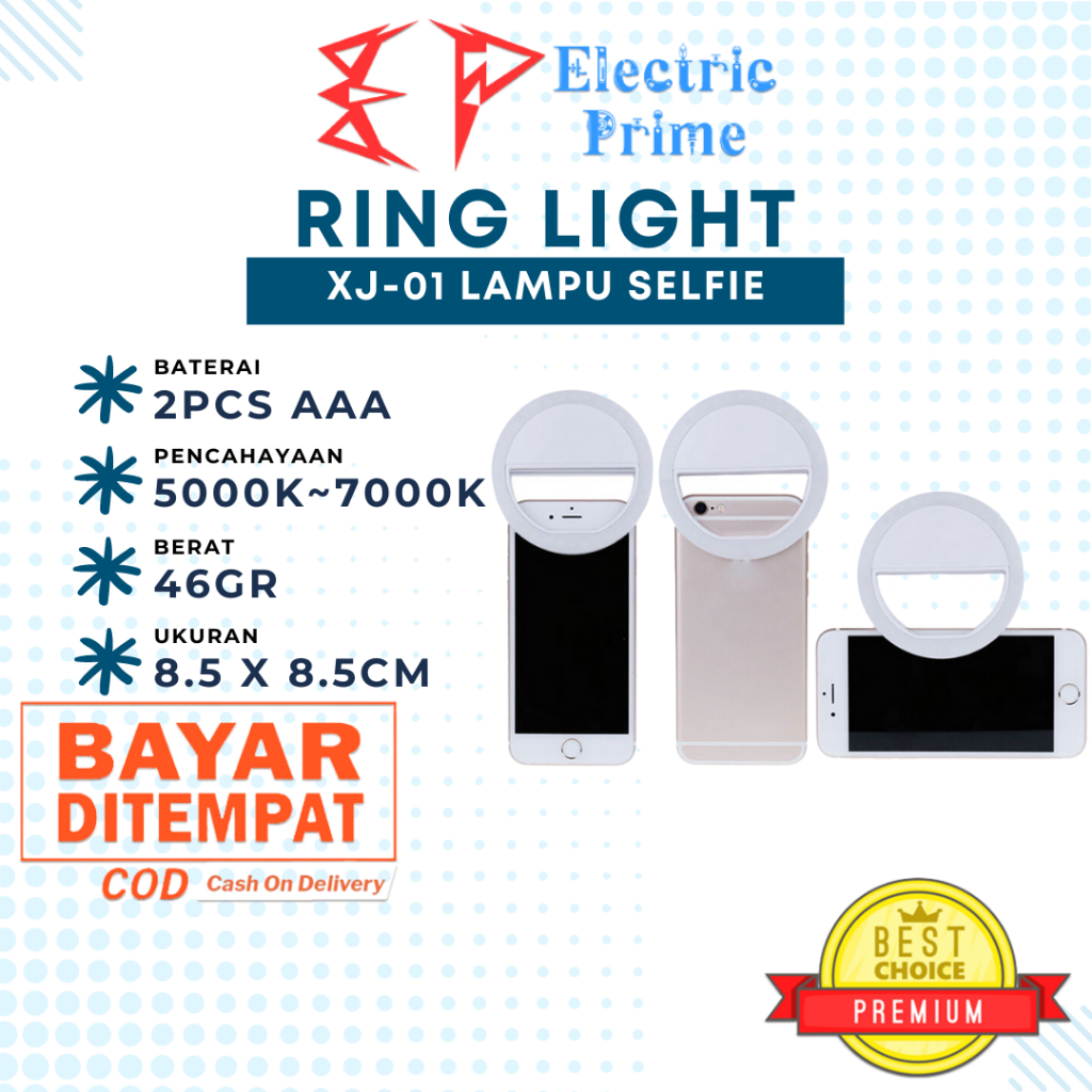 Ring Light Selfie LED XJ01 Lampu Bulat Flash Charm Eyes Jepit Kamera HP Live Streaming Ringlight