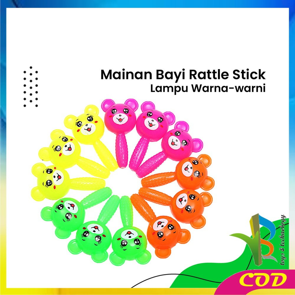 RB-M315 Mainan Bayi Rattle Rubber Stick Toys Boneka Lampu dan Bunyi / Maenan Anak Boneka Gigitan Bayi Rattle Stick Kerincingan