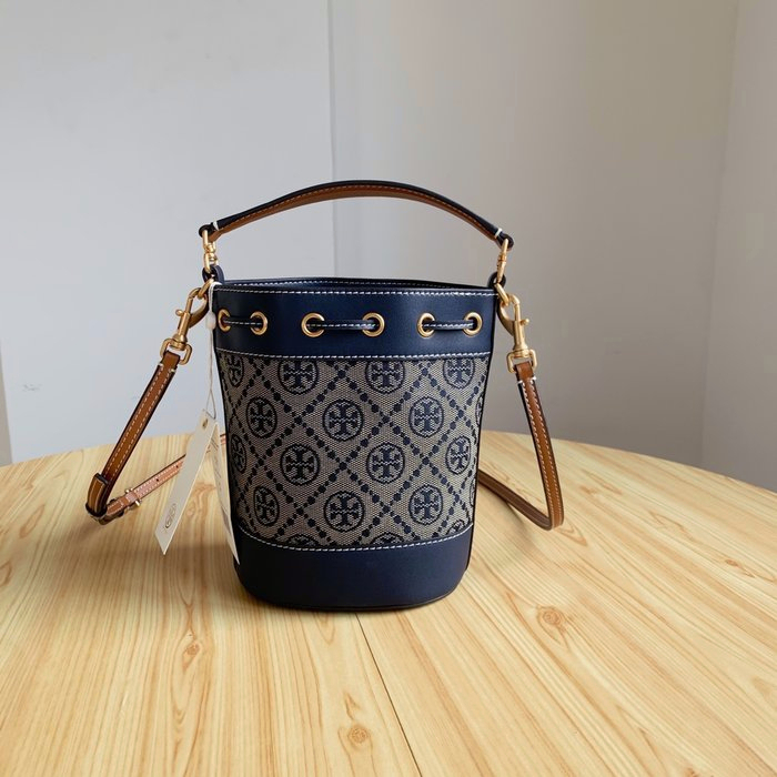 TB T Monogram New One Shoulder Crossbody Portable Drawstring Bucket Bag 80534 88178