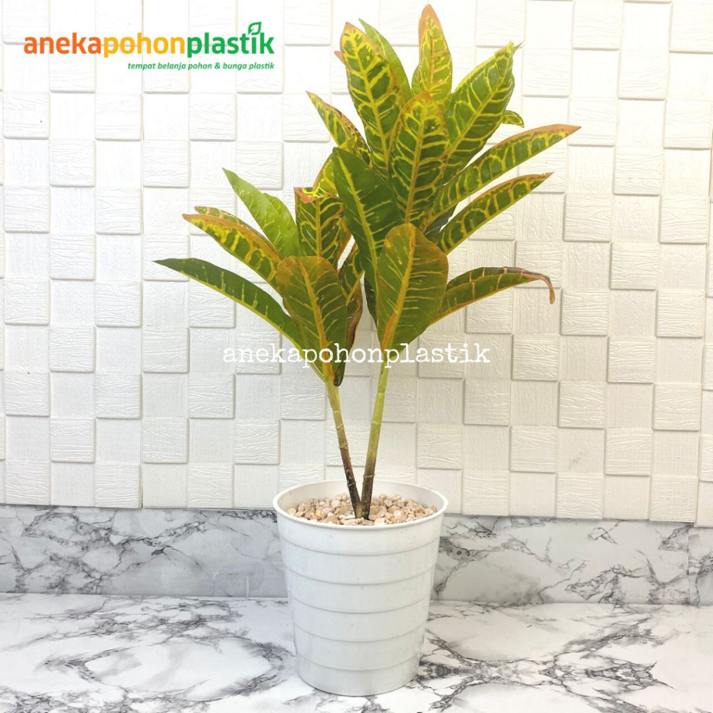 Pohon Hias Plastik Daun Puring Worten X2 T50 Pot Ulir Dekorasi Rumah Aesthetic