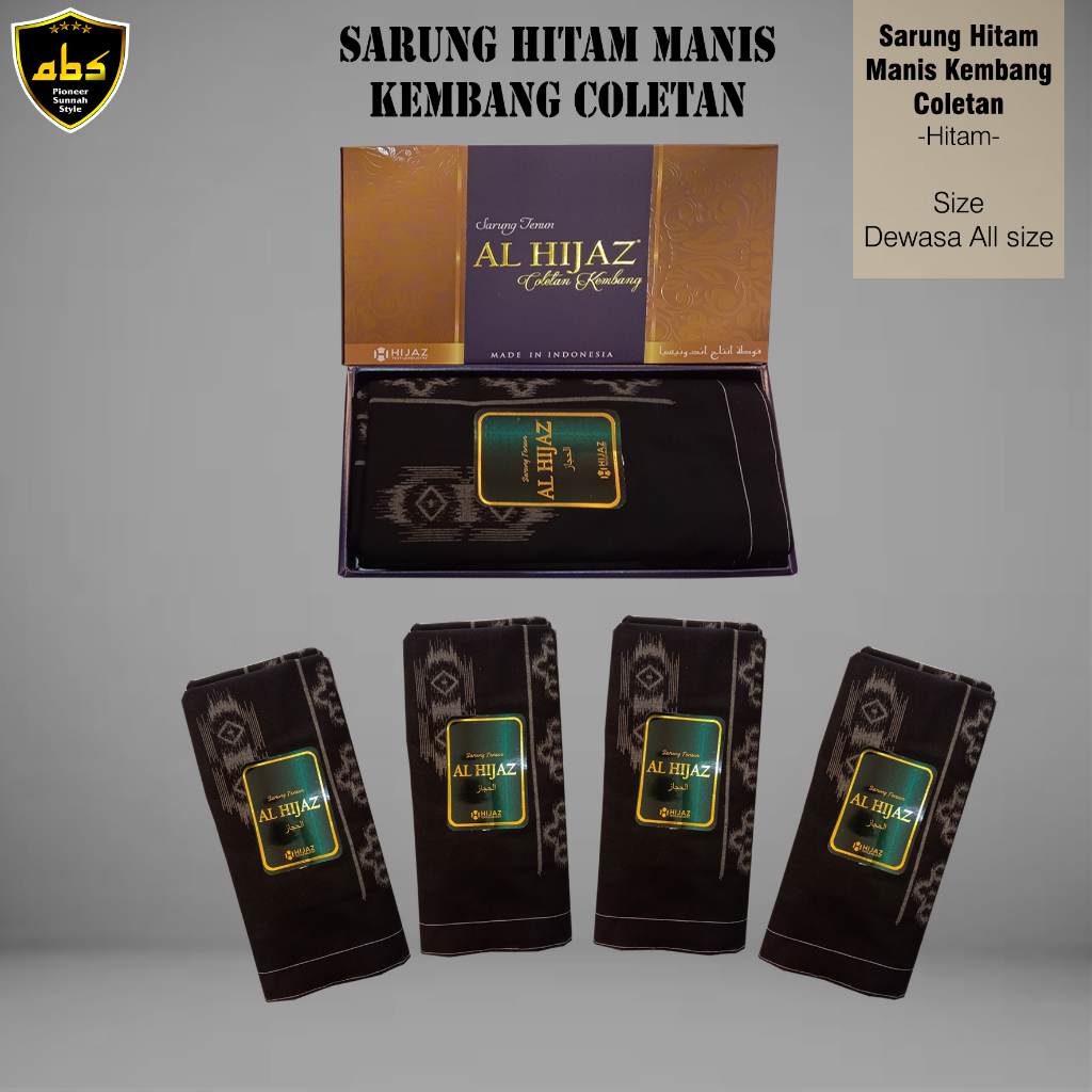Sarung Tenun Halus Al Hijaz Spesial Motif Hitam Manis Kembang Coletan Perlengkapan Sholat Pria Wanita Dewasa