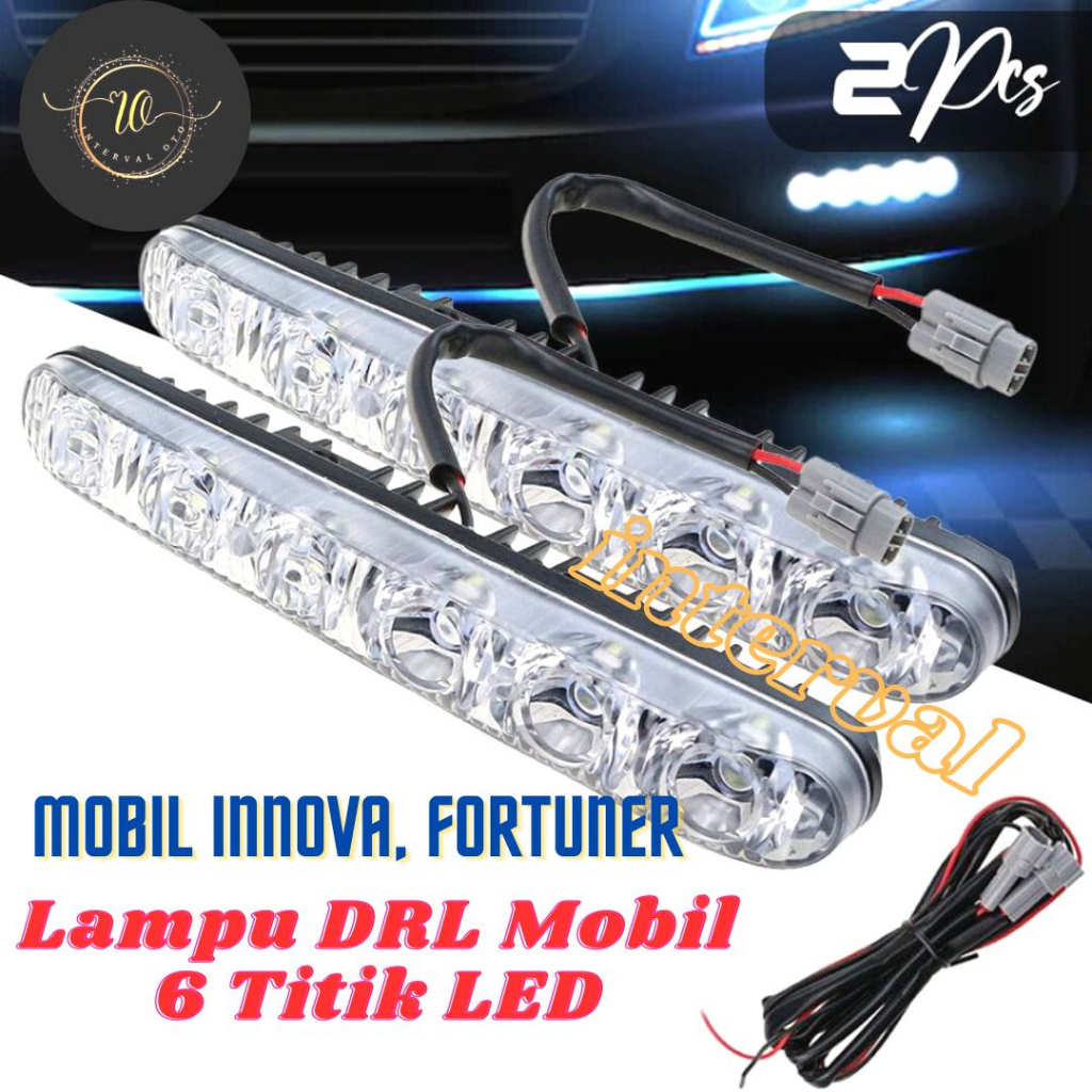 Lampu Led DRL Mobil Innova Fortuner 6 Titik LED Lampu Macrone