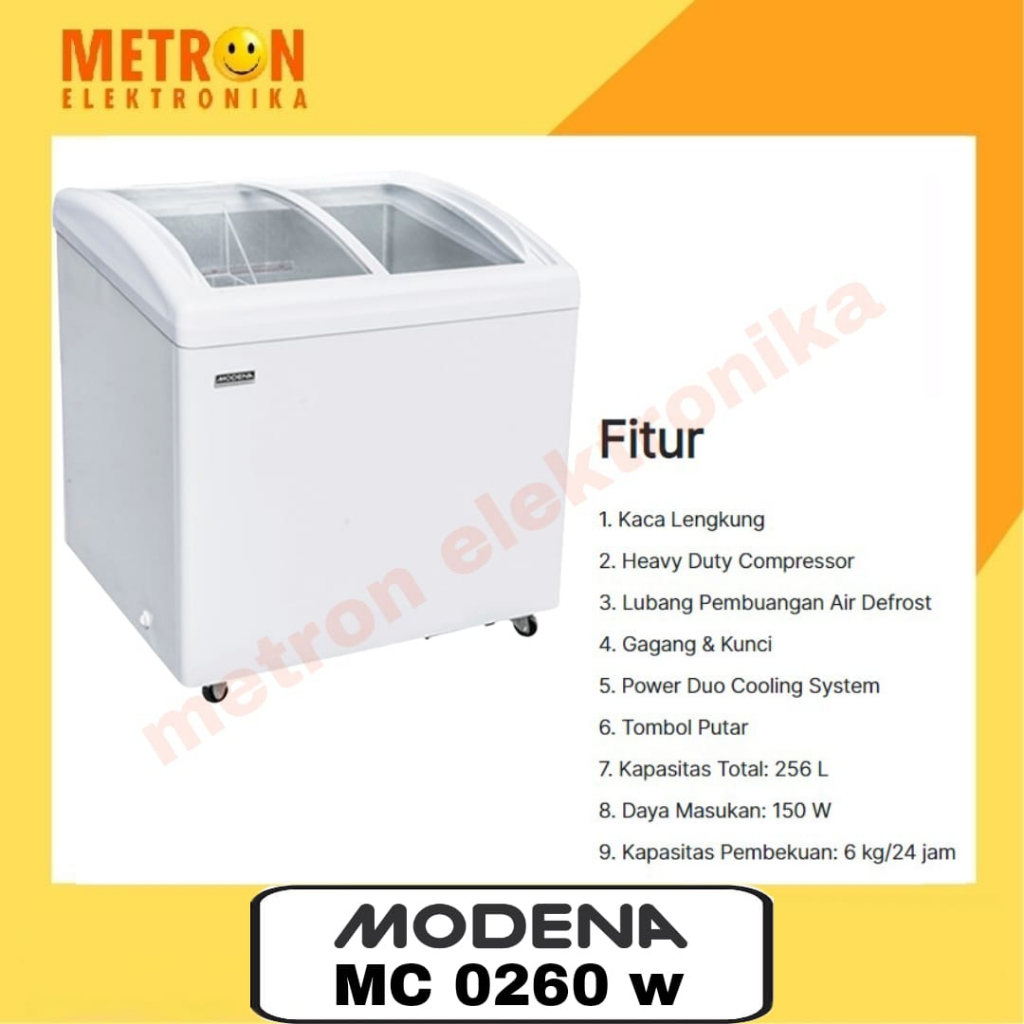 MODENA MC 0260 - SLIDING GLASS FREEZER 256 LTR FREEZE N FRIDGE