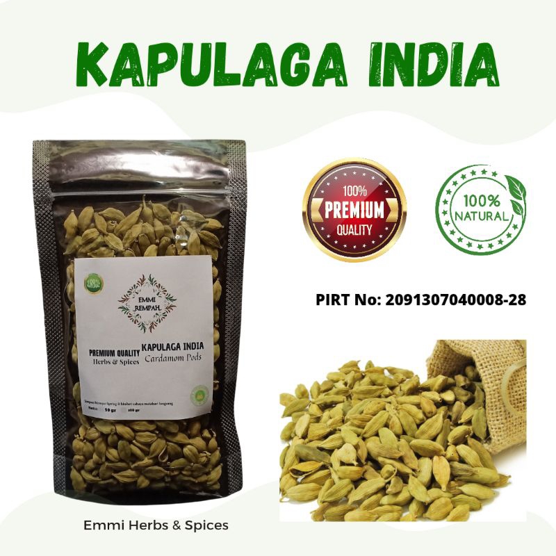 

Kapulaga Hijau/100gr/Green Cardamon/Premium Quality/Rempah/Masakan Timur Tengah/JSR