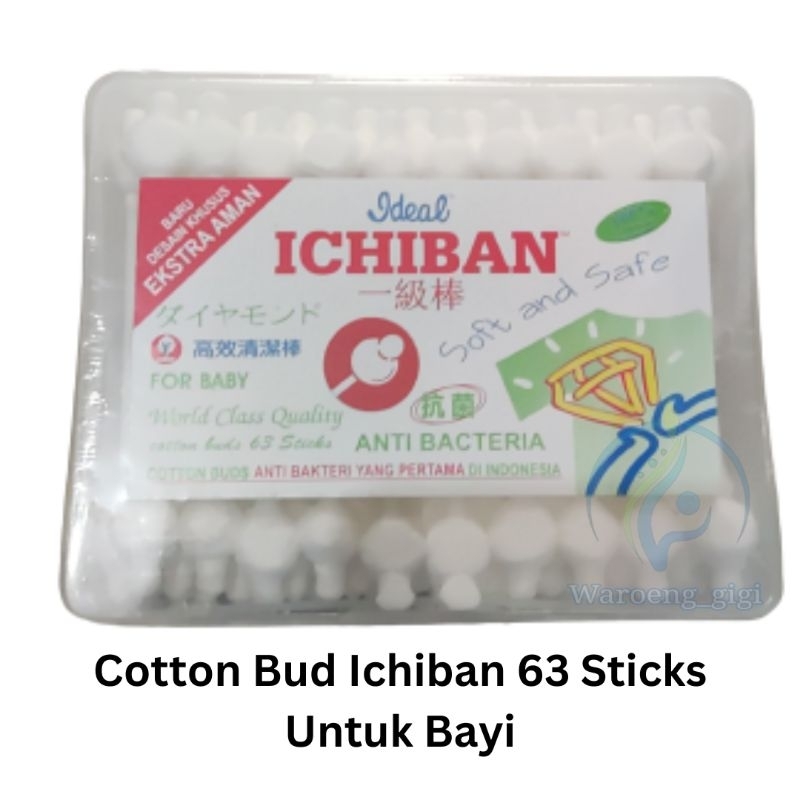 Cotton Bud Ideal Ichiban Untuk Baby 1 Kotak isi 63 Sticks