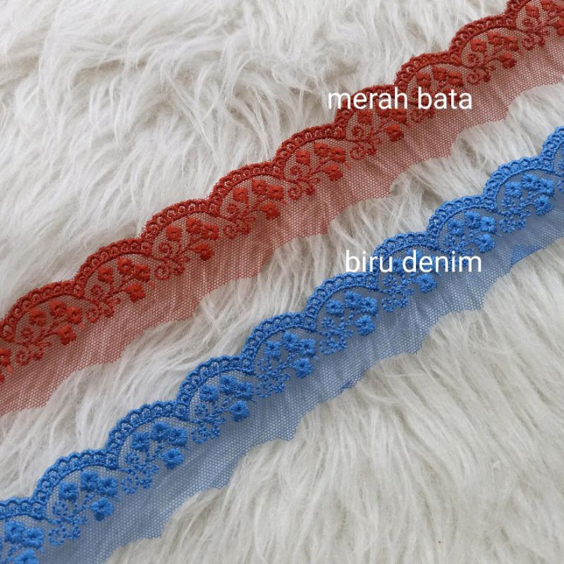 Renda tile bunga bordir rajut brokat tule tulle tille thyle tyle  baju mukena kebaya harga 1 ROLL