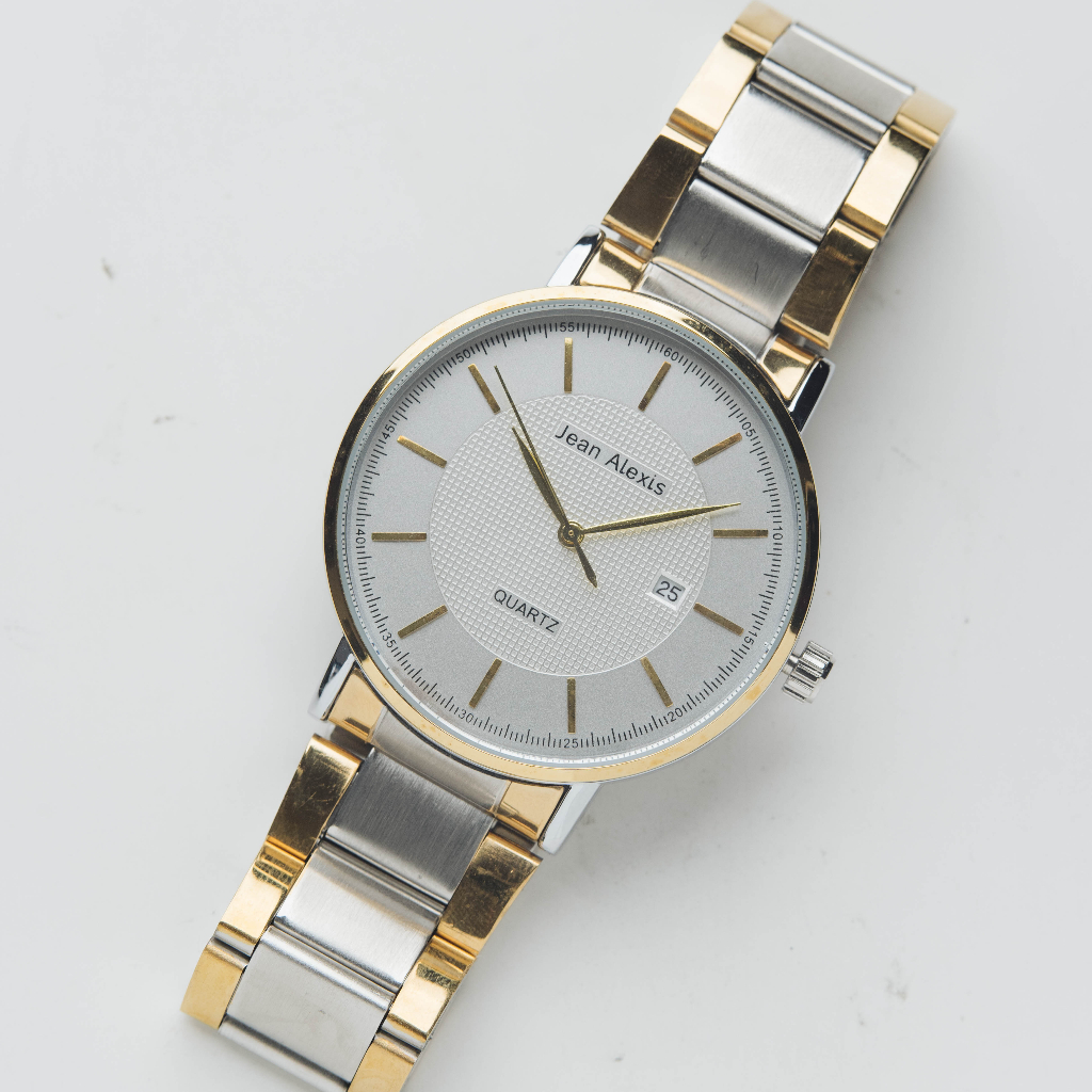 Jam Tangan Rantai Pria Cowok Anti Air Jean Alexis ACHERON GKT JA109 - Prestige Edition - White Dial