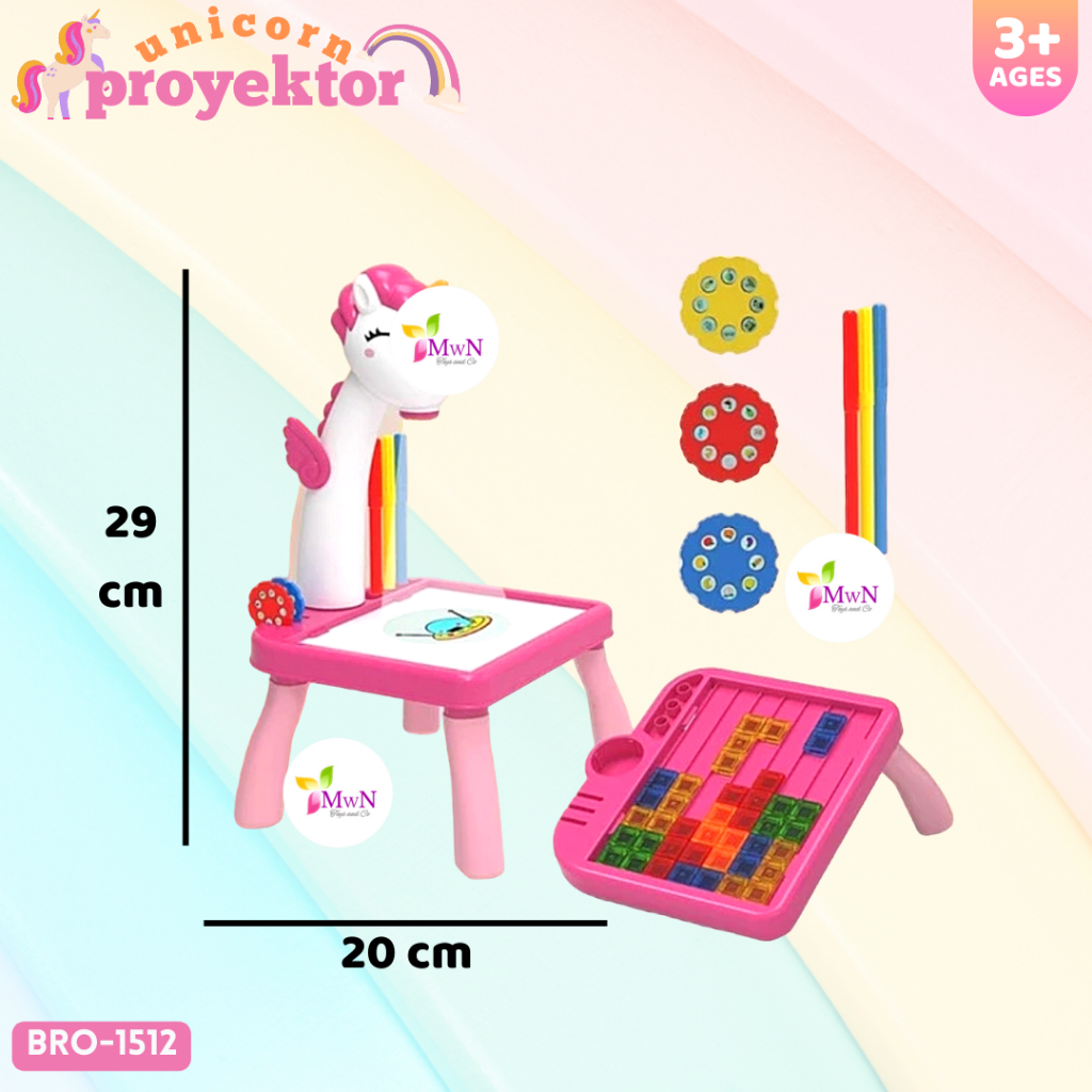 MWN Mainan Anak Meja Gambar Proyektor Unicorn Projector BRO-1512