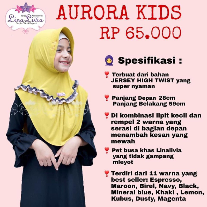 Aurora Kids / Jilbab instan anak Lina Livia