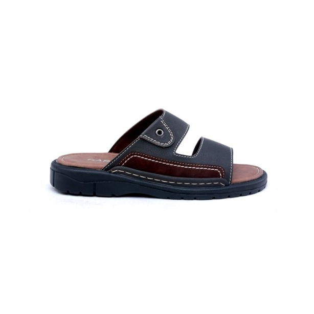 Sandal Slide Pria (Asli Kulit) Sandal Bata Cowo Malkazio GAZ-101 Sendal Selop Hitam-Coklat