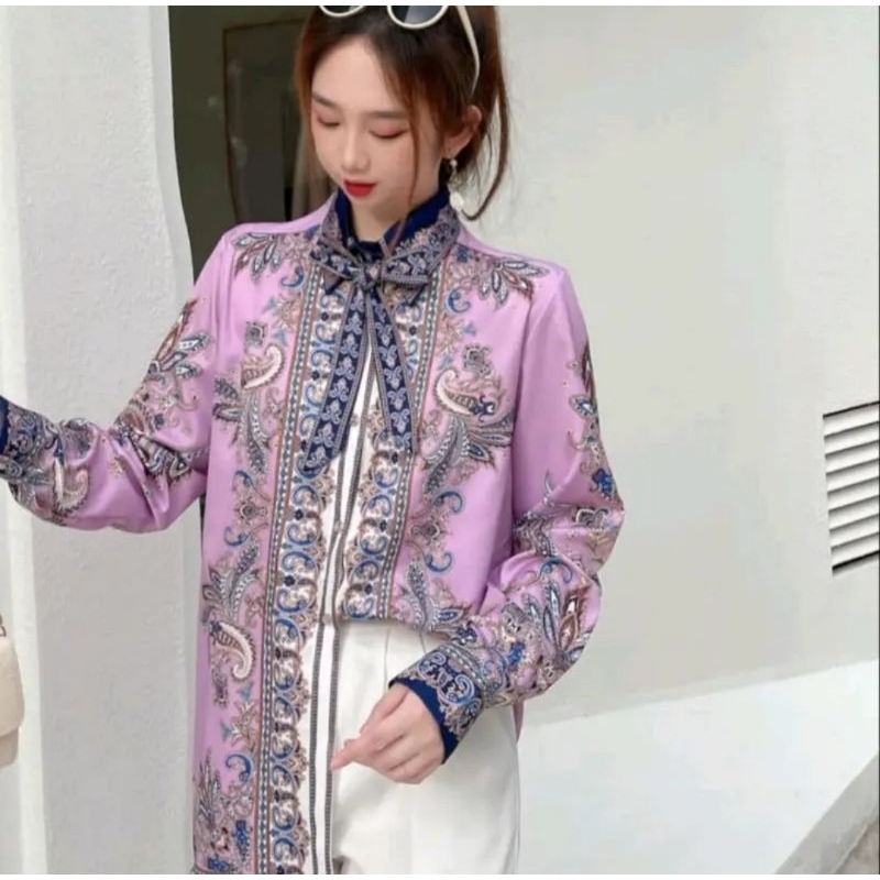 Ungu - Kemeja Silk Ungu Lilac