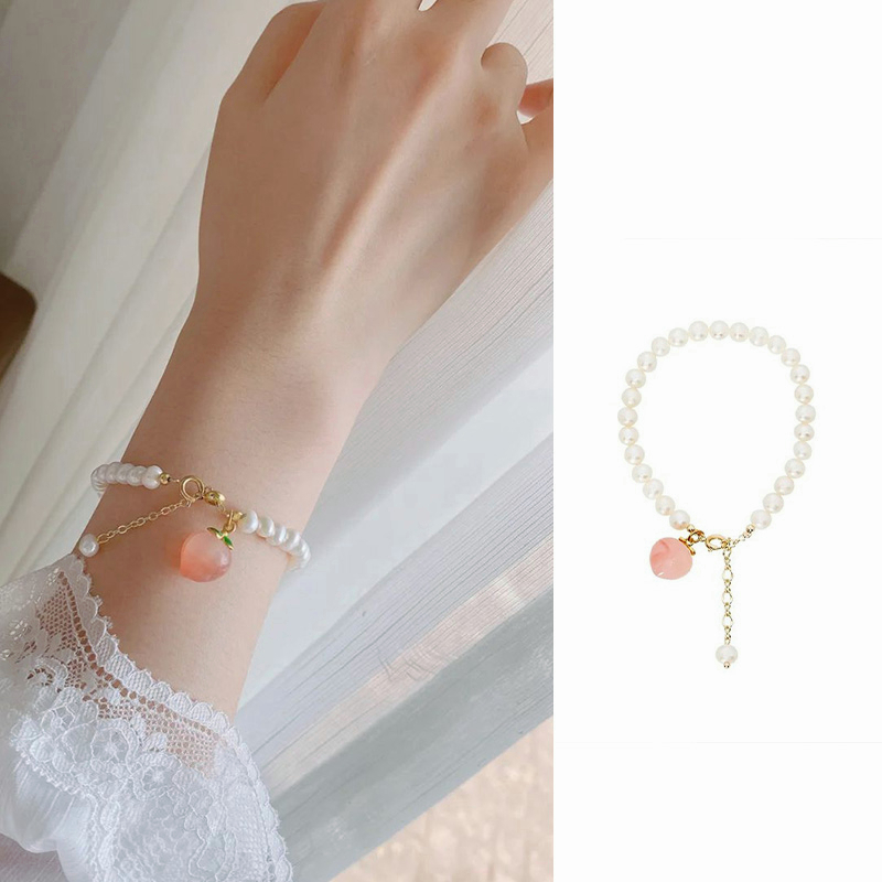 COD❤️Gelang Mutiara Persik Pelajar Wanita Niche Design Sisters Couple Best Friends Gelang-A.one