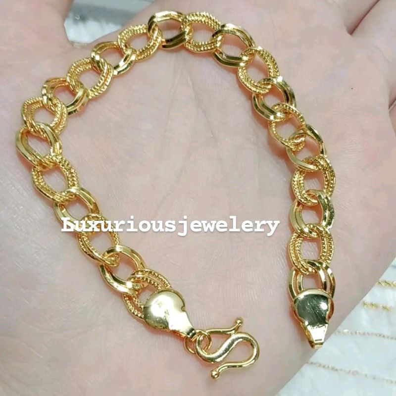 Luxuriousjewelery- Gelang rantai S gold 24karat lapis emas