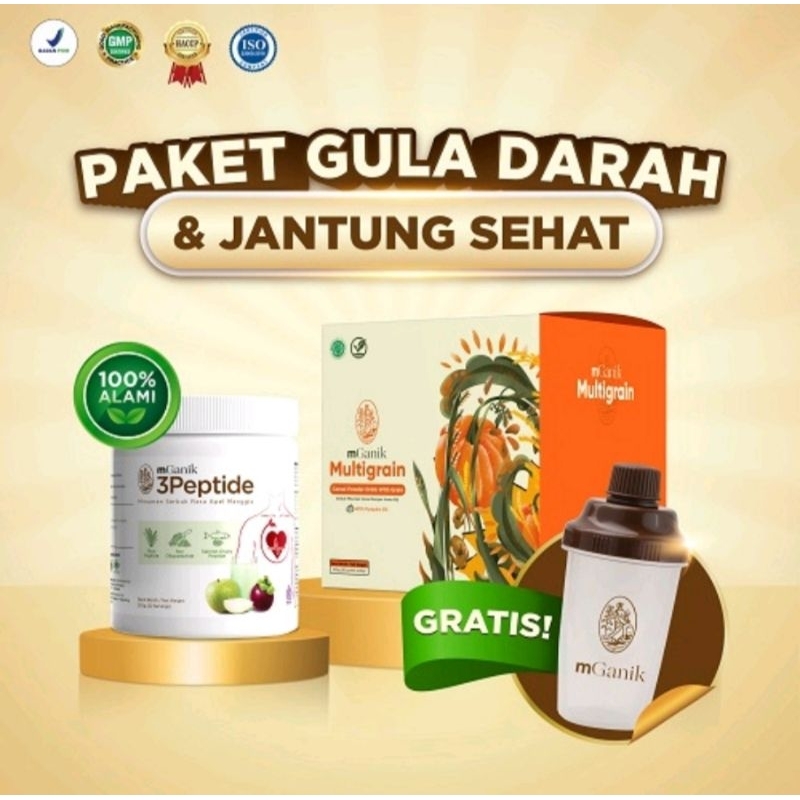 

Paket promo mganik multigrain 500gr + mganik 3peptide / mganik 3 peptide gratis shaker official store agen kudus