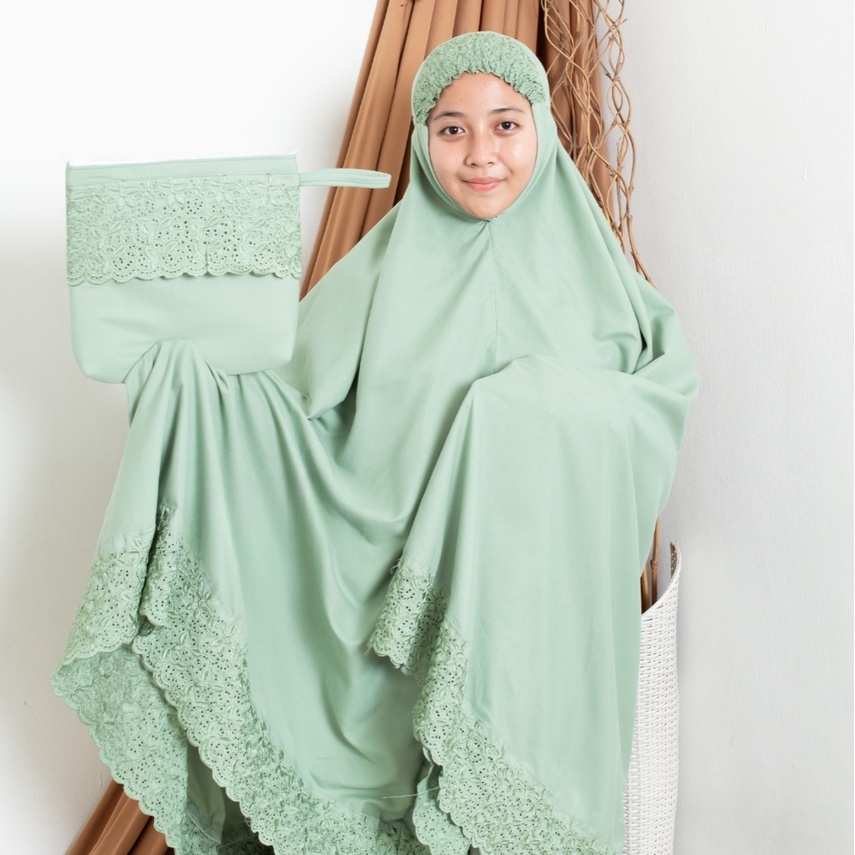 MUKENA KHODIJAH WARNA DUSTY PURPLE/LAVENDER DEWASA SITI KHADIJAH RENDA ORIGINAL + TAS CANTIK DARI TA