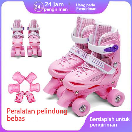 Roller skates yang dapat disesuaikan dua baris untuk anak-anak Roller skates 4 roda untuk anak laki-