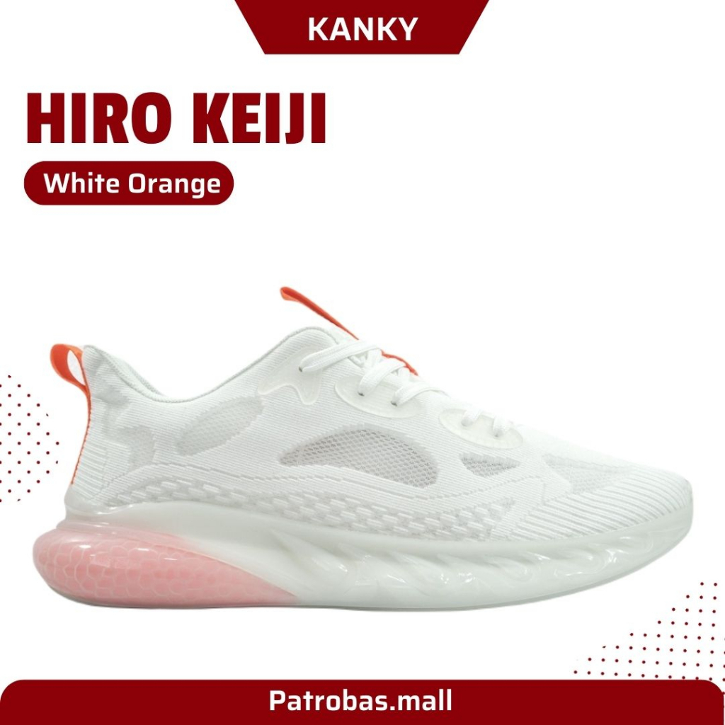 KANKY HIRO KEIJI White Orange Original - Sepatu Sneakers Casual Sport Sekolah Pria Dewasa Putih