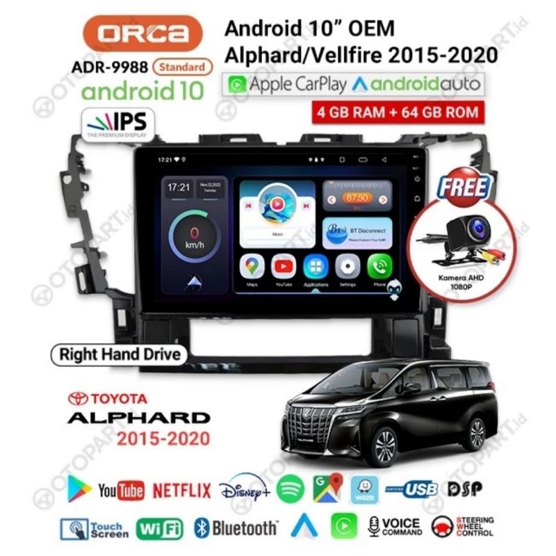 Head Unit Android ORCA ADR 9988 DSP TOYOTA ALPHARD 2015 ALPHARD 2016 ALPHARD 2017