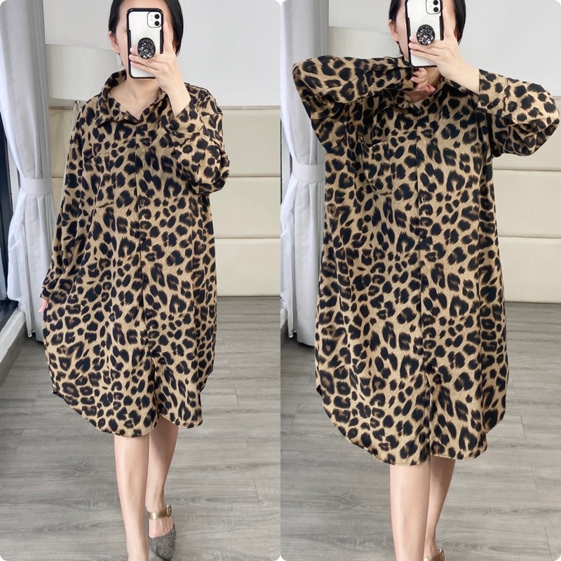 tunik leopard jumbo ld 125 wanita lengan panjang untuk lebaran terbaru 2023 bisa cod