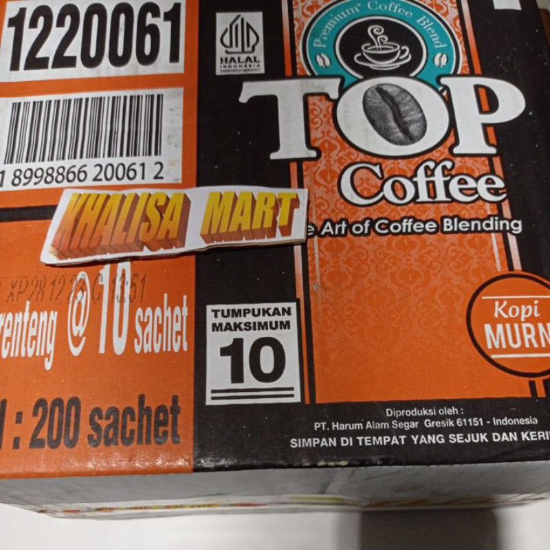 

Top Coffee 7 Gram | Top Kopi Murni | 1 DOS ISI 20 RENTENG