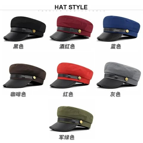 Topi Pria terbaru- Sailorman Army-Topi Pelaut- Leather Cap- Cadet Military-topi Ariel-Korean style.