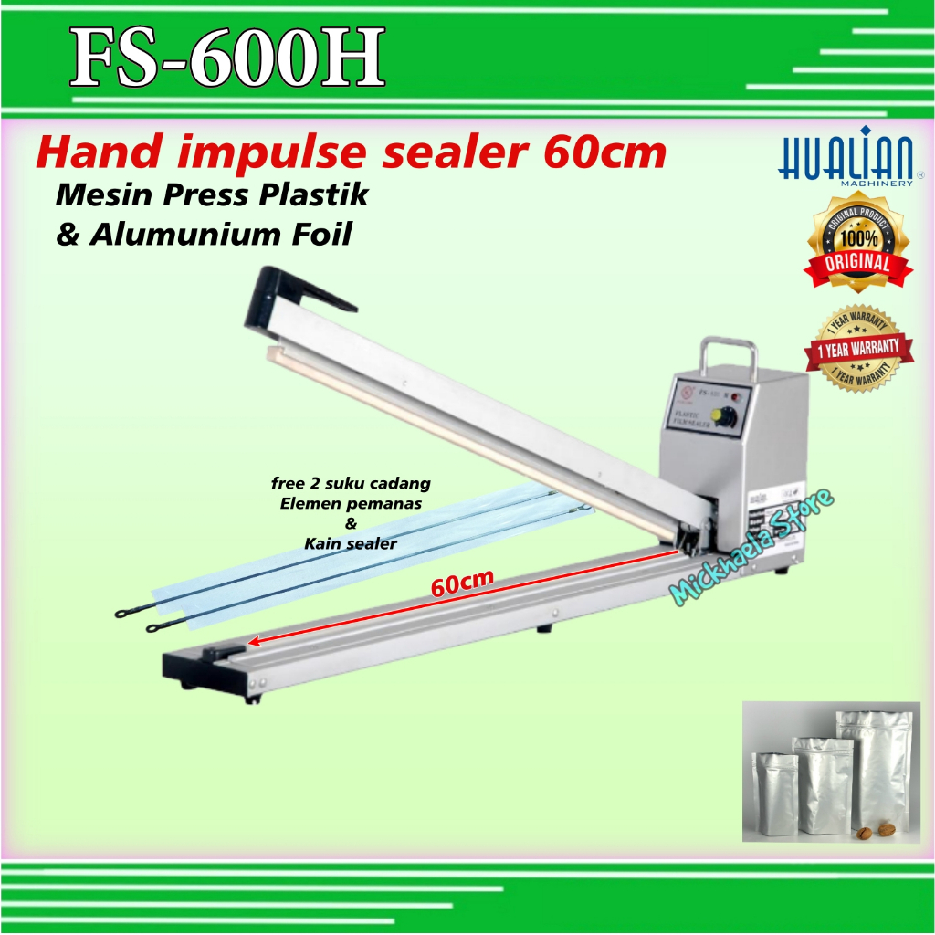 Mesin press perekat plastik Laundry 60cm hand sealer FS 600H Hualian