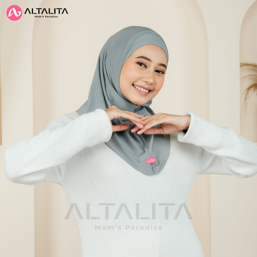 Altalita - Kerudung Instan Helma Bergo Sport Lubang Telinga Masker Headset Earphone Kacamata Bahan Jersey Premium Cocok untuk Olahraga Volly Futsal Senam dan Sehari-hari