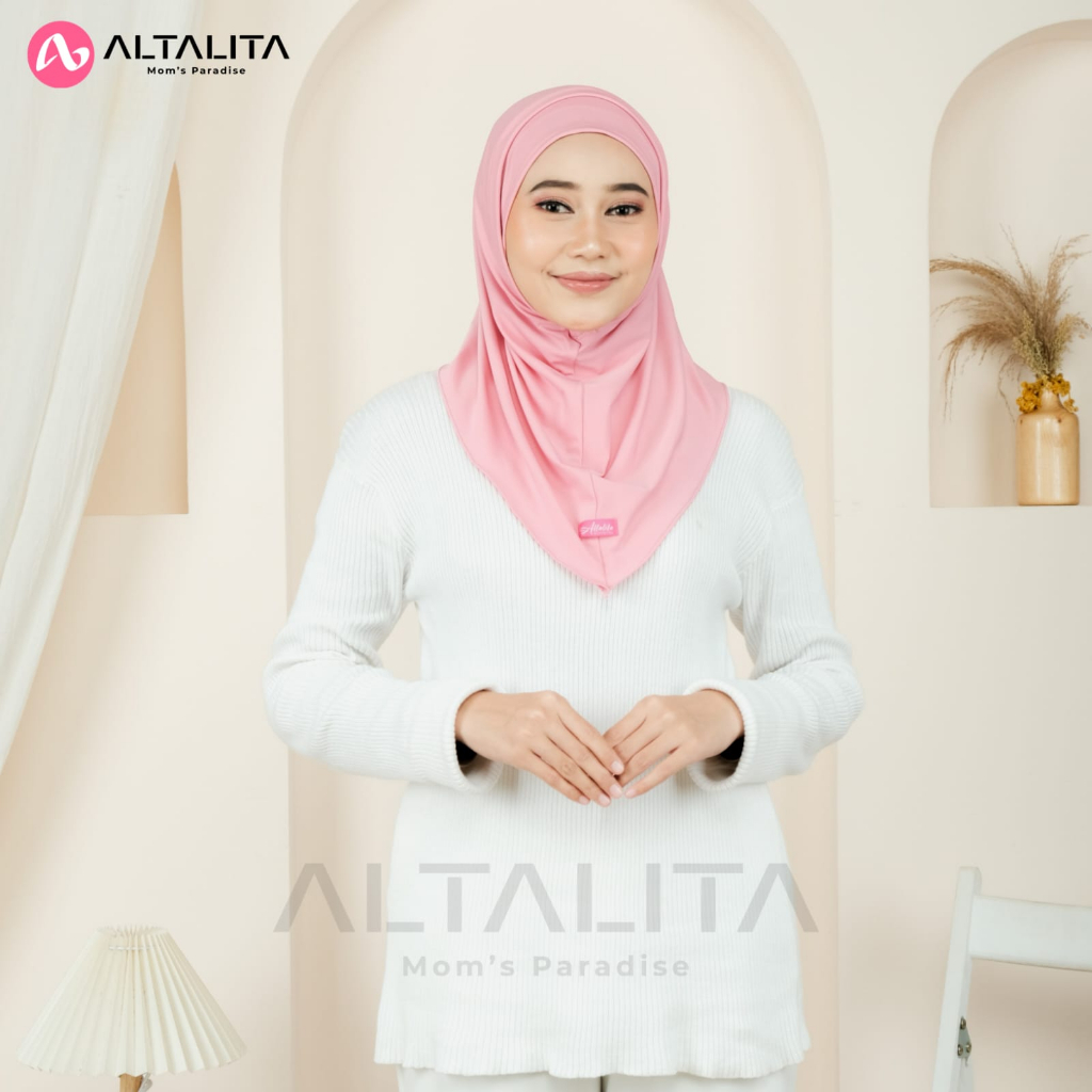 Altalita - Hijab Khimar Instan Helma Sport Bergo Masker Headset Earphone Kacamata Bahan Jersey Premium Cocok untuk Olahraga Volly Futsal Senam dan Sehari-hari