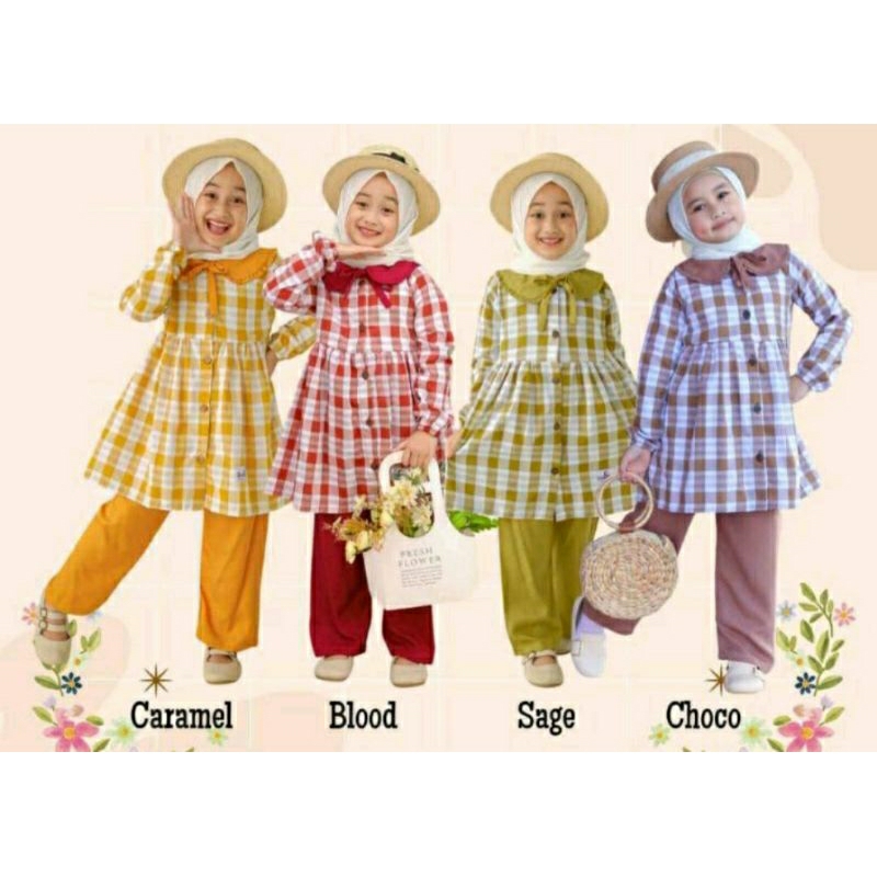 ZAVINA ONESET BABYARA,SETELAN ANAK PEREMPUAN,STELAN RAYON,SETELAN LEBARAN