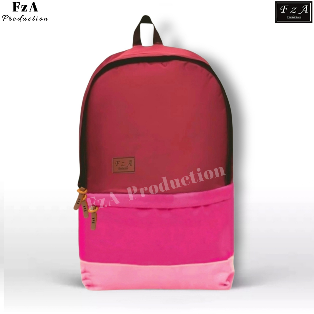 FzA Official - Big Promo..Tas Ransel Distro sekolah kuliah Kerja Pria Wanita Tas Ransel Laptop Backpack Original - Purple Pink