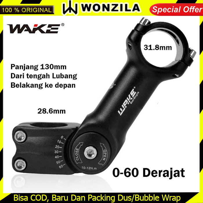 Wake Stem Sepeda MTB Rise Adjustable 0-60 Derajat 130mm OS 31.8mm