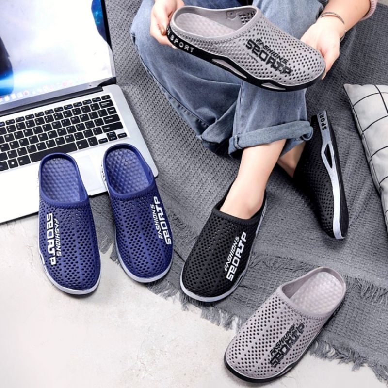 Sandal Sepatu Selop Karet Pria Wanita Fashion Sport Nonslip / Sandal Sepatu Pria Wanita Bustong