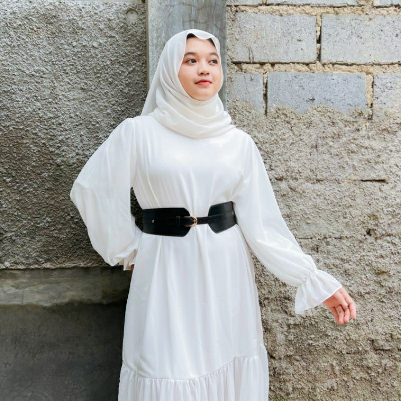 MAIRA DRESS BYGIAGIO gaun kondangan dress akad simple gaun wedding pernikahan baju muslim putih dress lamaran elegan pakaian wanita pesta elegan fashion korea dres lebaran cantik anggun mewah nyaman gaun vintage fashion dress bahan ceruty baby doll furing