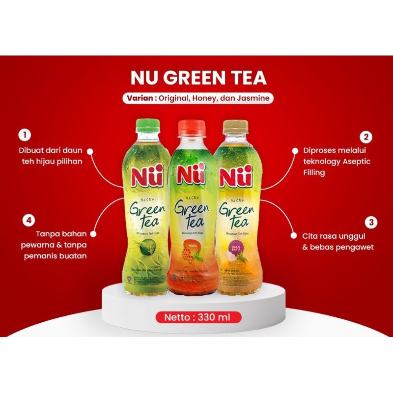 

Nu Green Tea madu 330ml gula batu