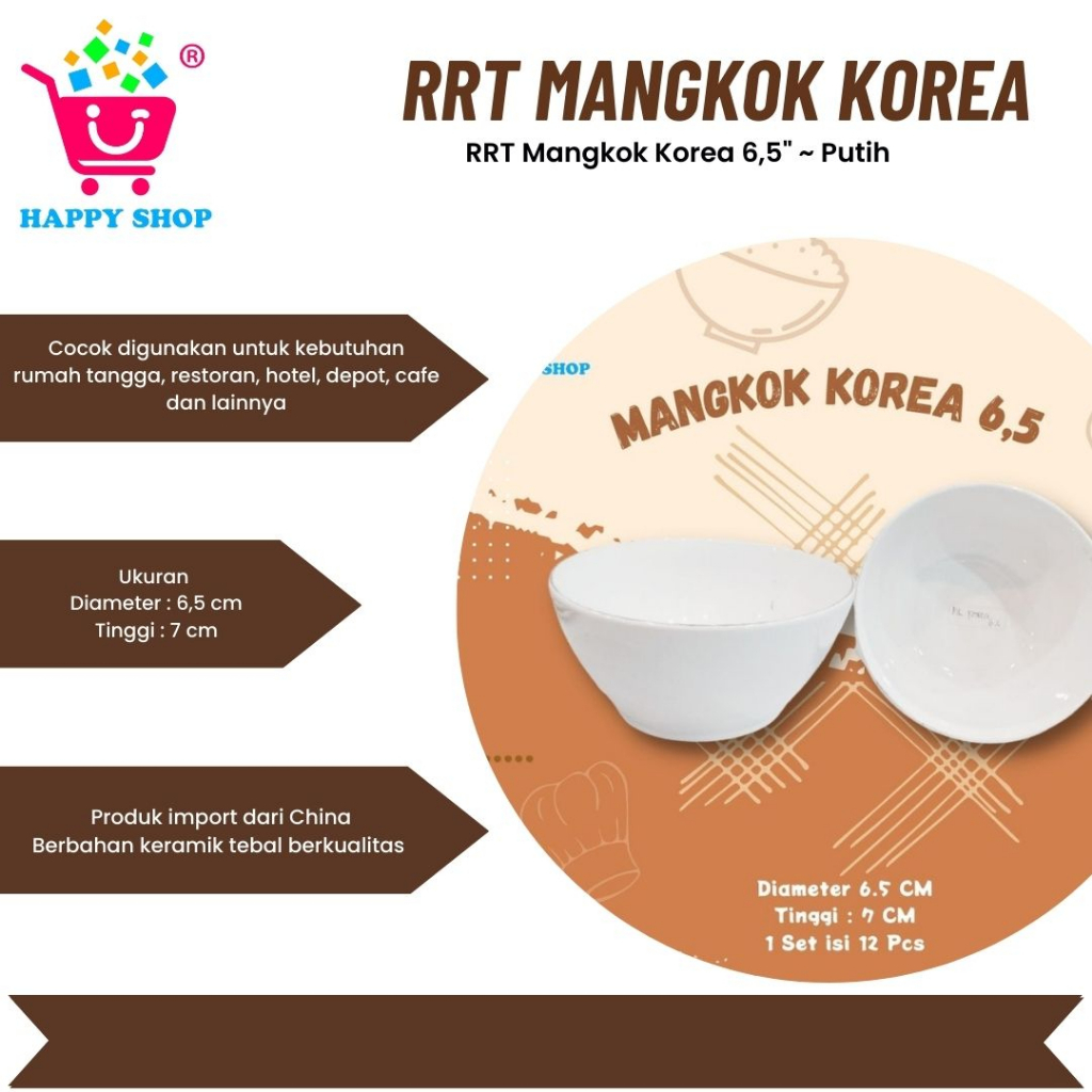 RRT Mangkok Korea 6,5" / Mangkok Korea Import 1 Lusin