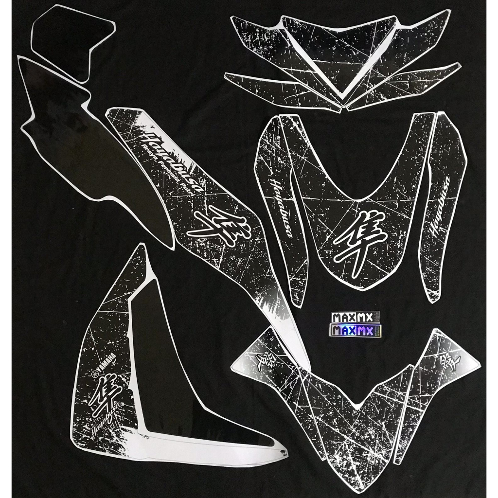 Decal stiker Mio M3 motif bercak hayabusa warna hitam putih