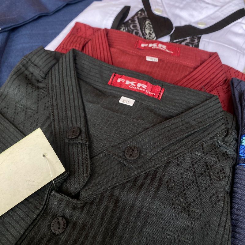 BAJU KOKO PRIA MODEL KELIR LENGAN PANJANG JUMBO XXL XL L M Bahan Katun Nyaman