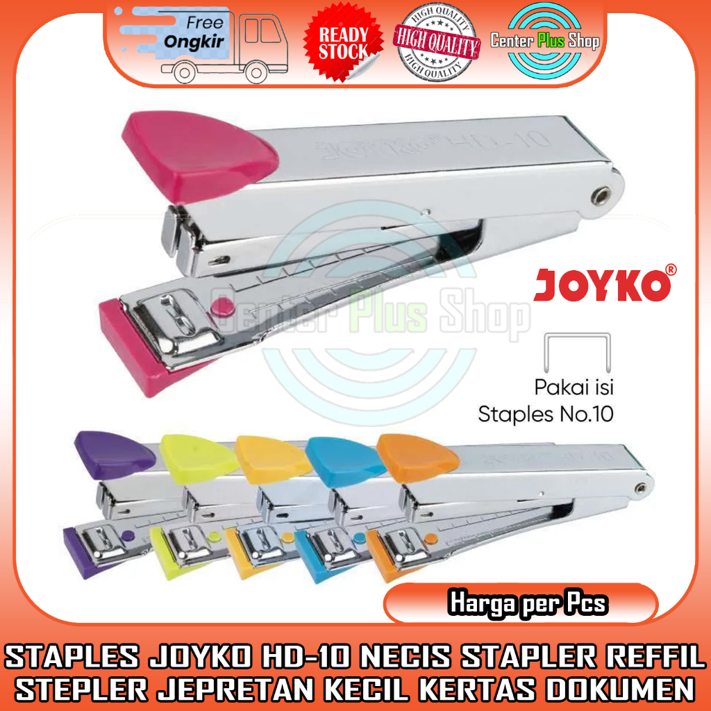 

STAPLES JOYKO PANJANG HD-10 NECIS STAPLER STEPLER JEPRETAN KERTAS DOKUMEN SURAT ATK PERLENGKAPAN DAN KEBUTUHAN SEKOLAH KERJA UNTUK KOKOT BUNGKUS PLASTIK CEKLEKAN PENGOKOT JEKREKAN WADAH MIKA BUNGKUS NASI ROTI SEDANG