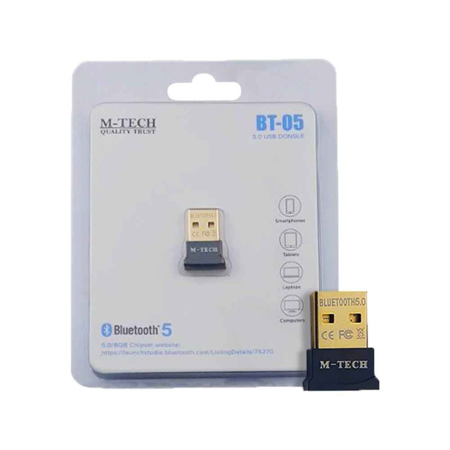 Usb-A bluetooth 5.0 mini dongle adapter m-tech transmitter-reciever BQB for pc laptop tablet phone BT05 BT-05