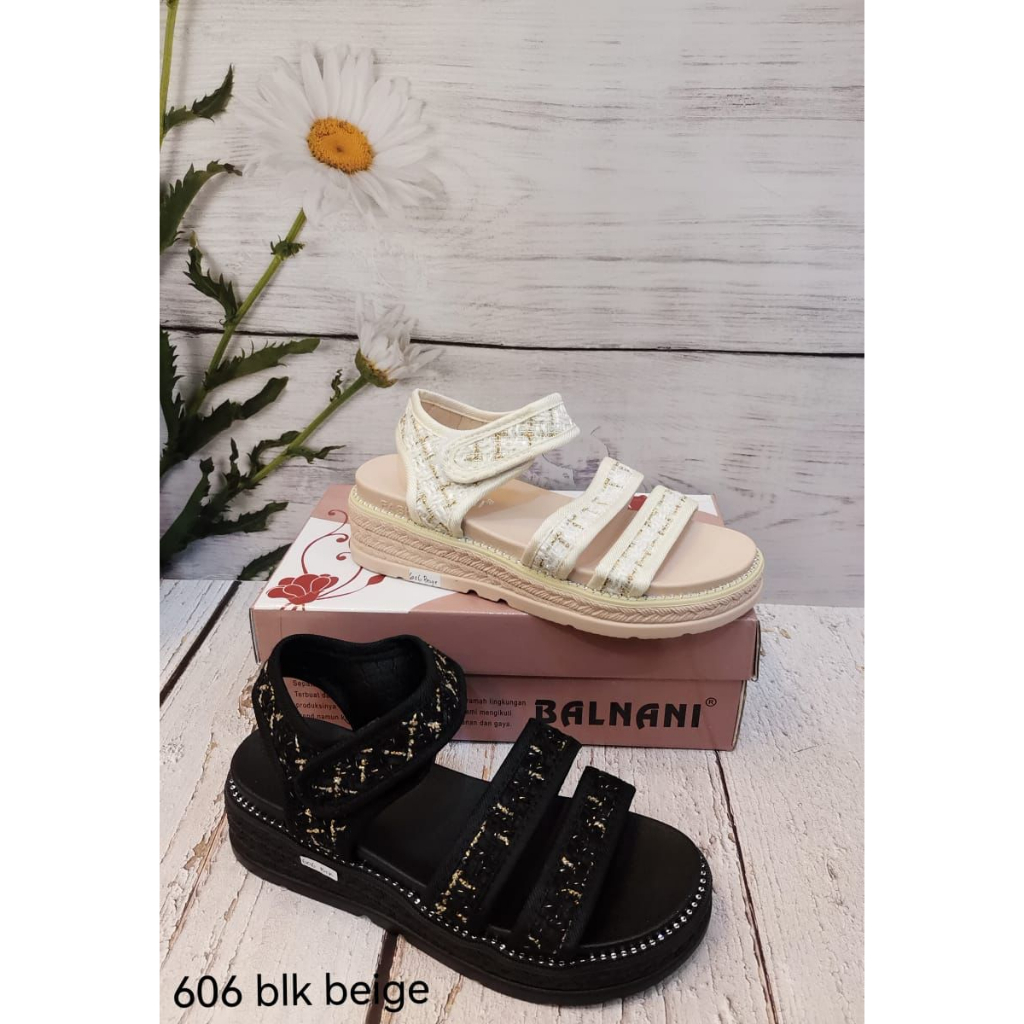 606 sandal tali wanita kekinian balnani import