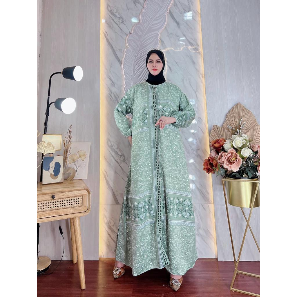 Dress Kancing Motif Bahan Dior Silk Premium