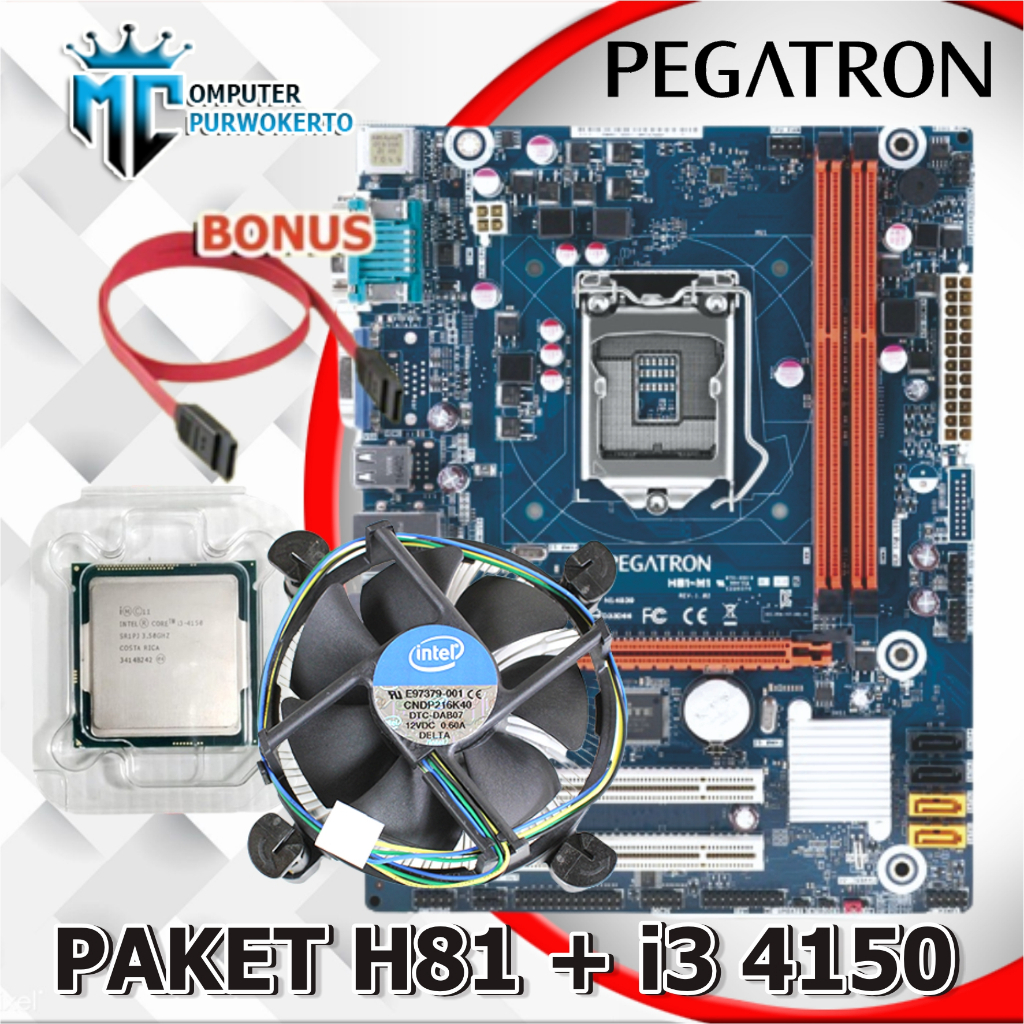 Mainboard Mobo H81 Pegatron Dengan i3 4130 Bonus Fan