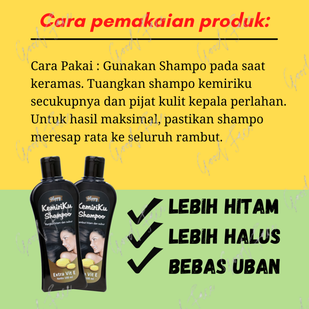 SHAMPO UBAN SAMPO PENGHITAM RAMBUT UBAN HAPPY SHAMPOO KEMIRIKU 100ML SHAMPO PENGHILANG KETOMBE TREATMENT RAMBUT