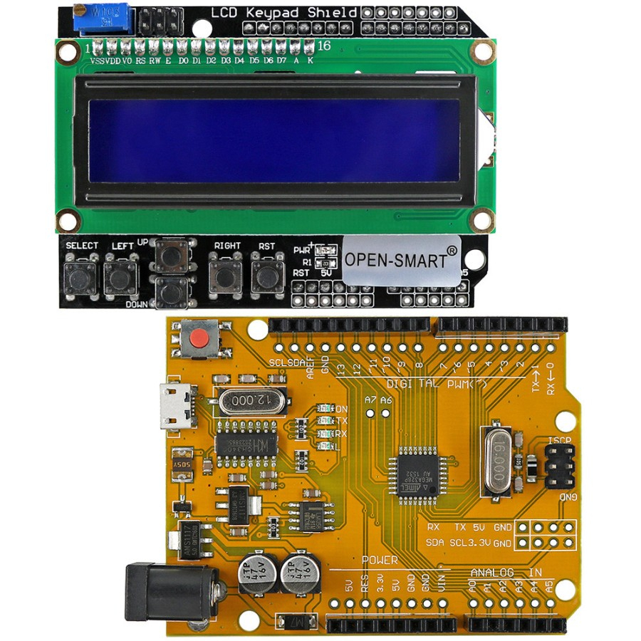 OPEN SMART Micro USB ATmega328P DIY Development-Board + LCD 1602