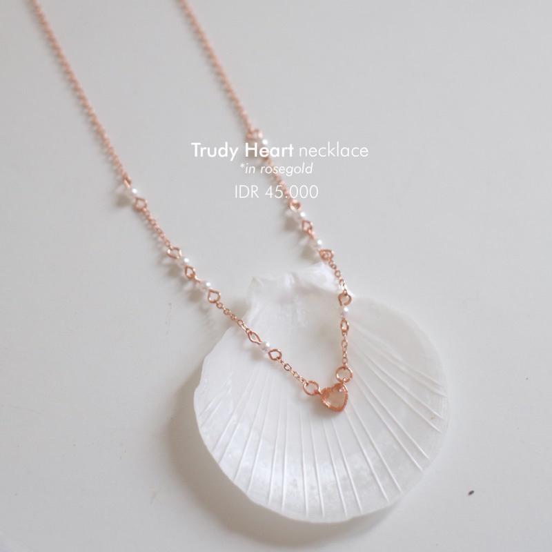 Ark.co - Trudy Heart necklace | kalung mutiara hati elegan minimalis rosegold gold