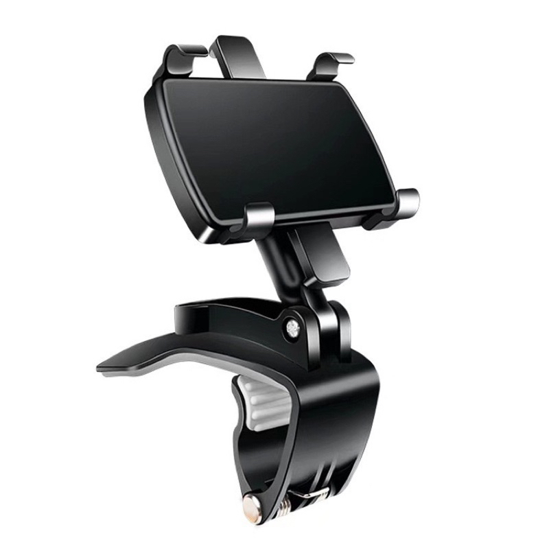 [BISA COD] Holder HP Mobil Jepit Dashboard Stand Sun Visor Desktop 360 Derajat