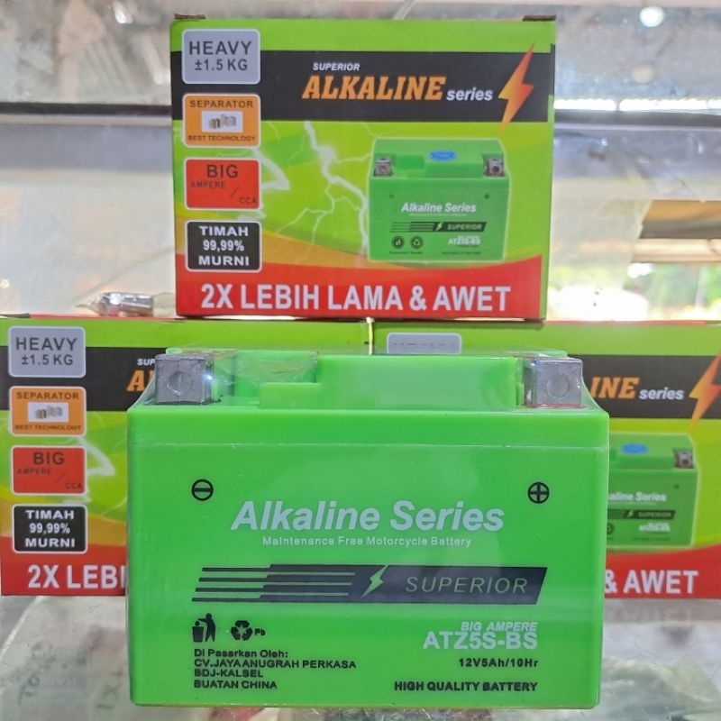 AKI KERING MOTOR GTZ5S ATZ5S 12 VOLT 5 AMPERE ALKALINE BEAT MIO J VARIO 110 KARBU SHOGUN 125 SKYWAVE