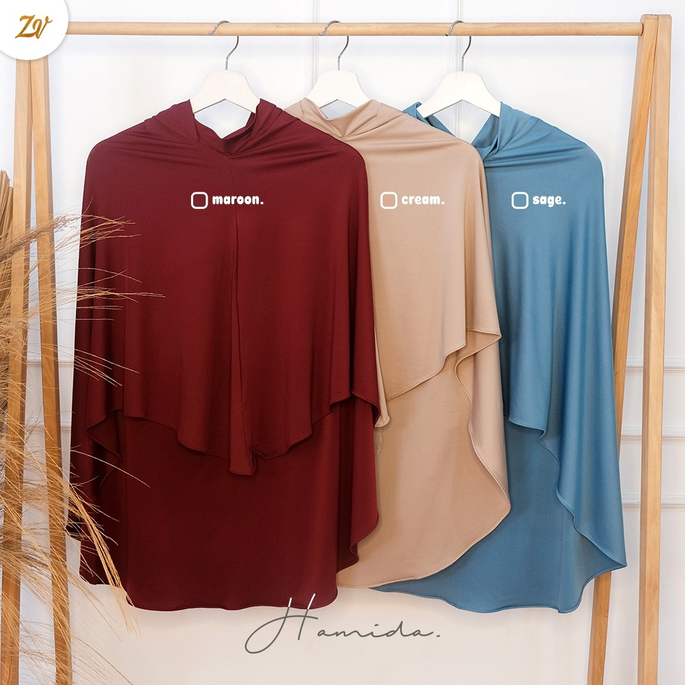 Hamida Khimar Dagu By Zaneva Hijab l Bergo Malaysia l Bergo Jersey Premium l Hijab Malaysia l Hijab Dagu l Bergo Instan Dagu l BELI 5 GRATIS 1