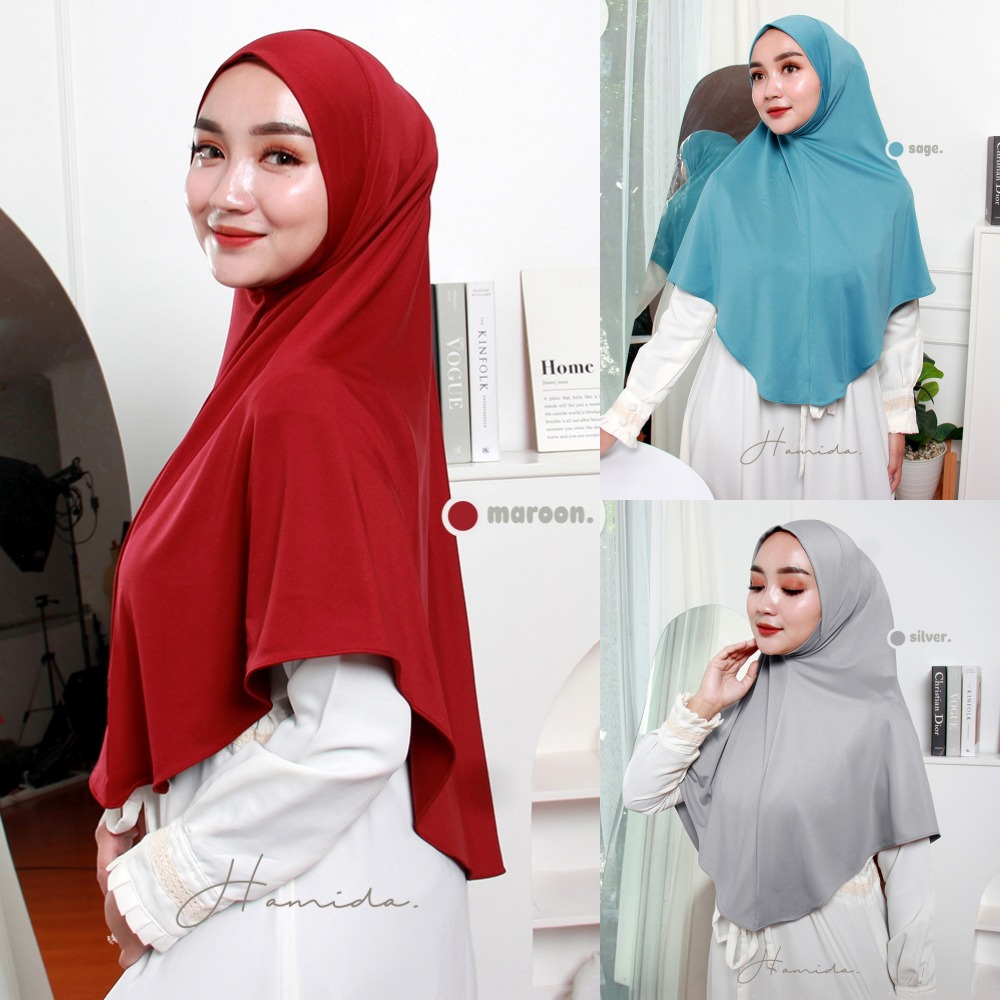 Hamida Khimar Dagu By Zaneva Hijab l Bergo Malaysia l Bergo Jersey Premium l Hijab Malaysia l Hijab Dagu l Bergo Instan Dagu l BELI 5 GRATIS 1